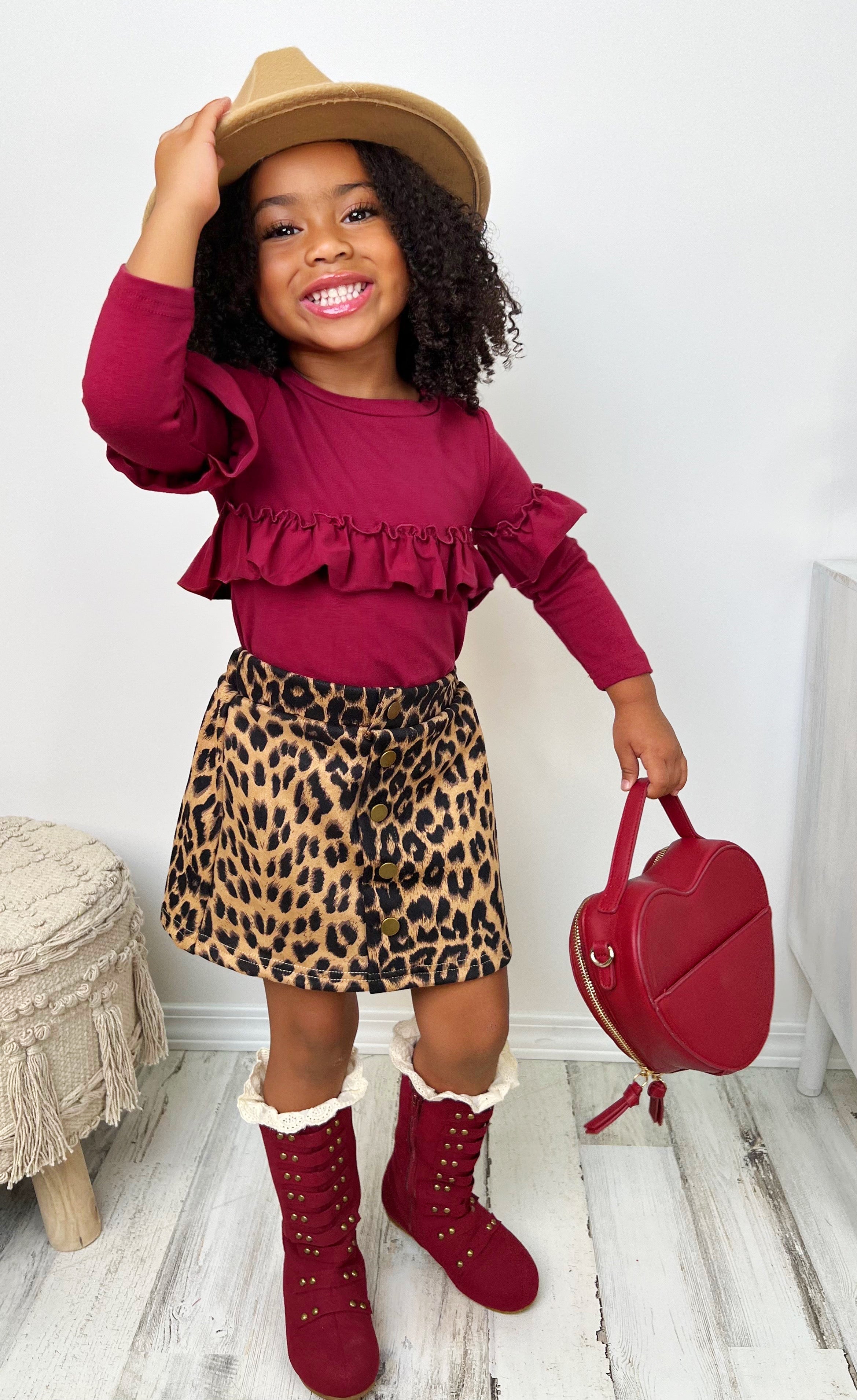 Stay Cozy Animal Print Skirt Set