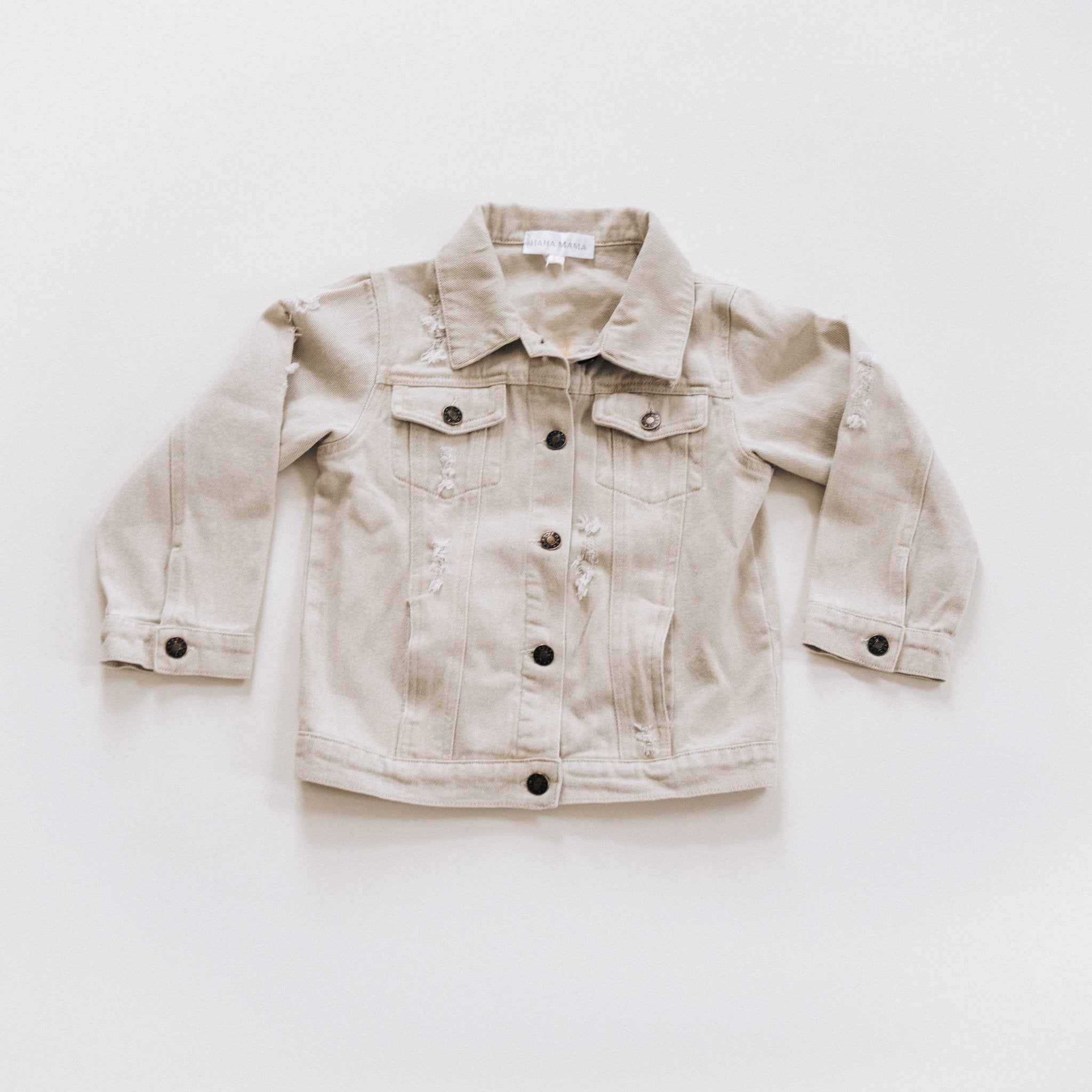 Khaki Distressed Denim Jean Jacket - Child