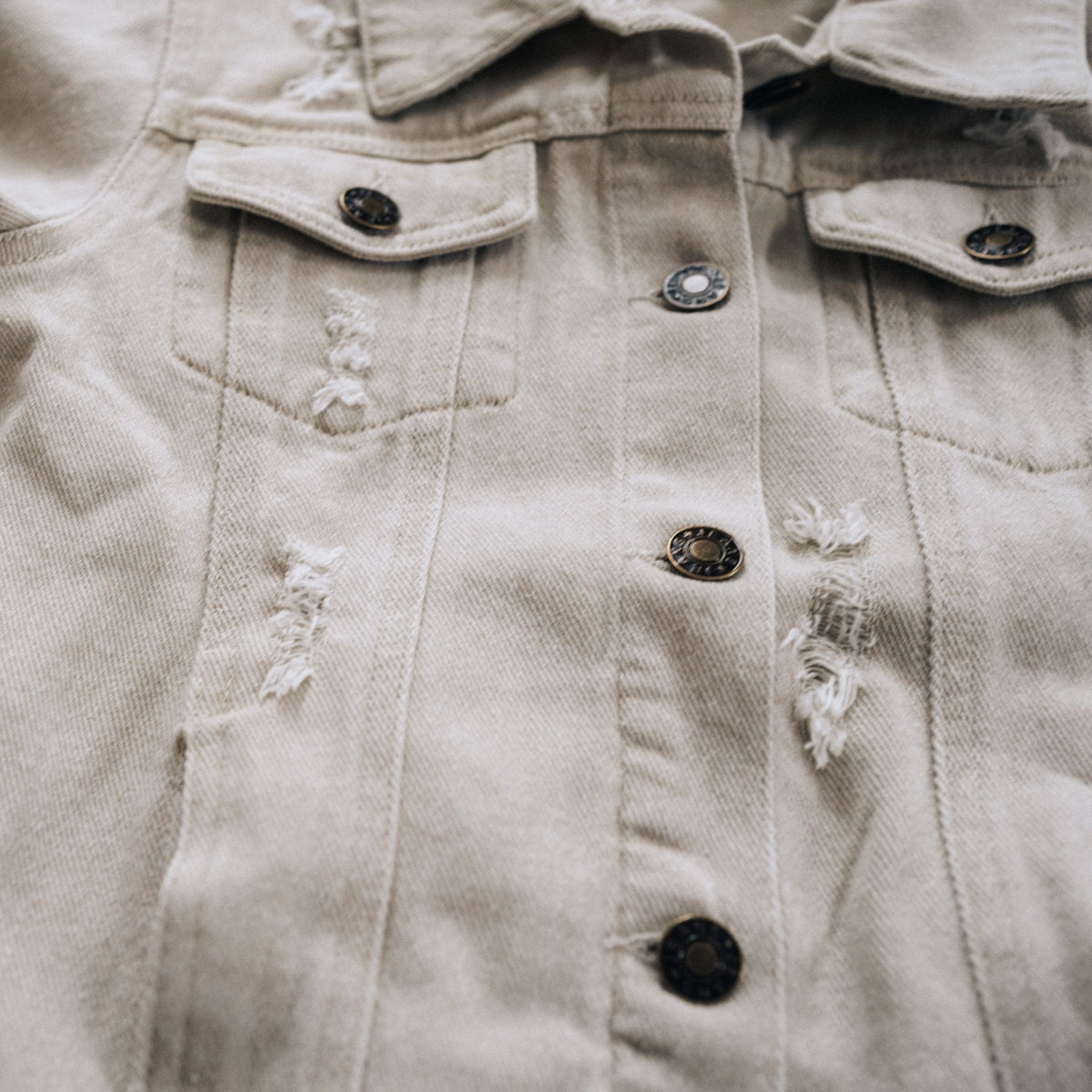 Khaki Distressed Denim Jean Jacket - Infant