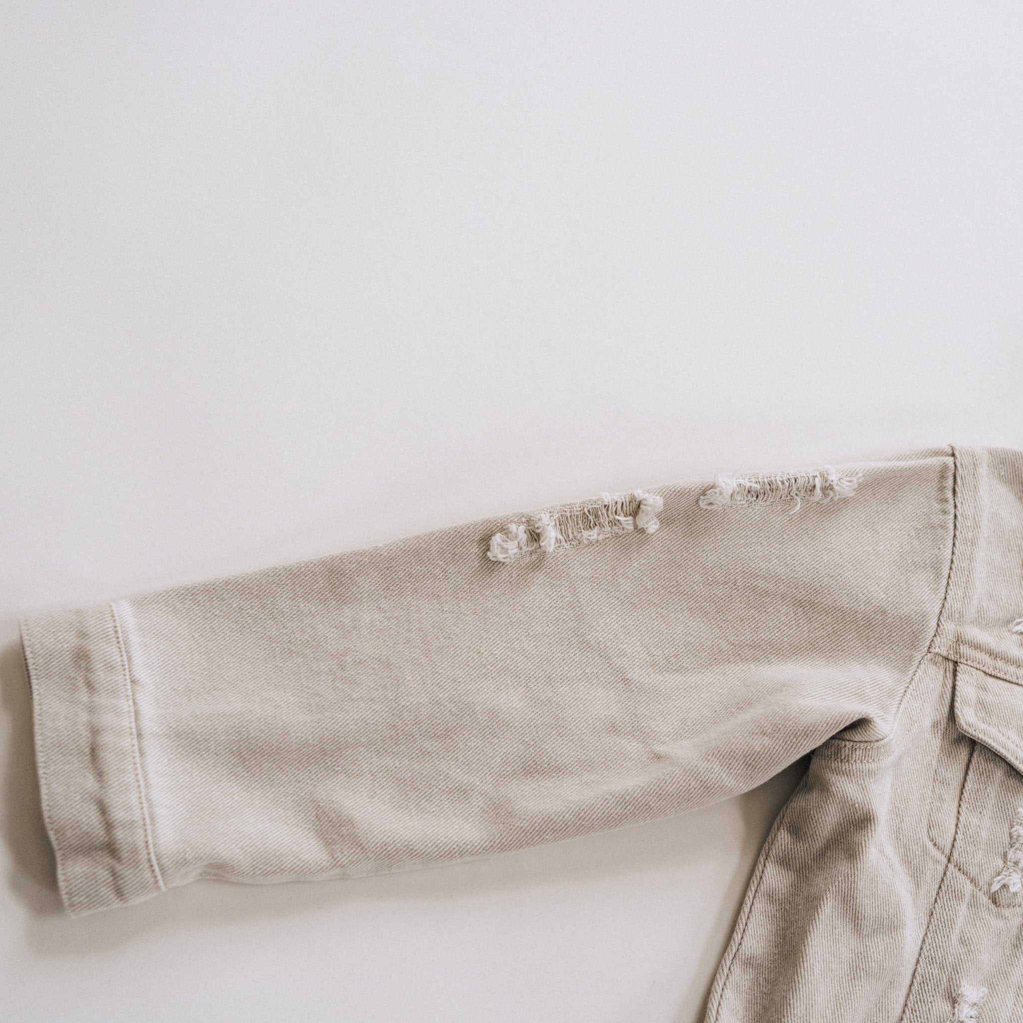 Khaki Distressed Denim Jean Jacket - Child