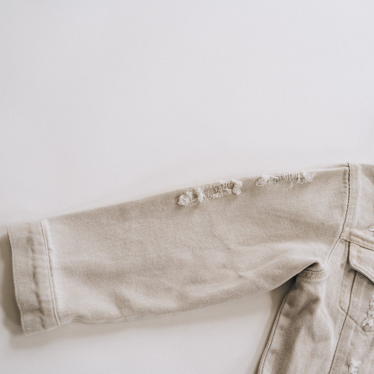 Khaki Distressed Denim Jean Jacket - Infant