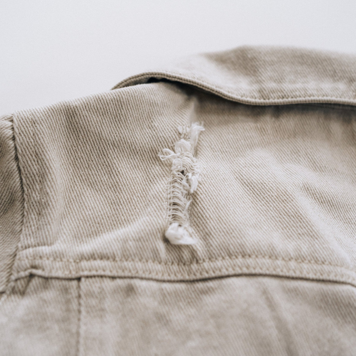 Khaki Distressed Denim Jean Jacket - Infant