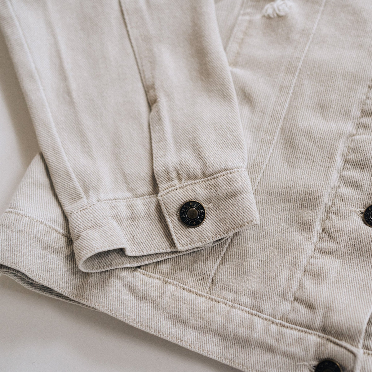 Khaki Distressed Denim Jean Jacket - Adult