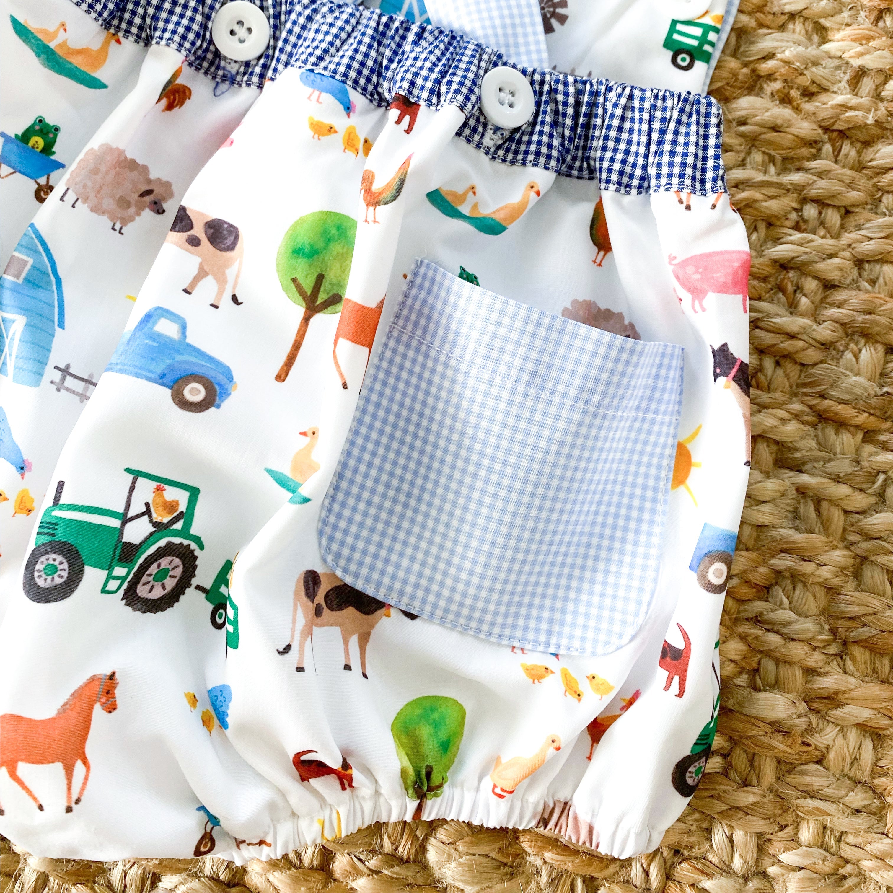 Reversible Farm Truck Sunsuit