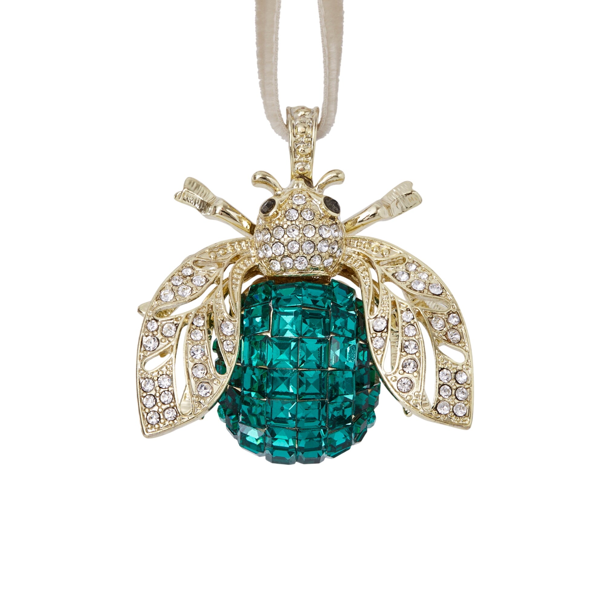 Sparkle Bee Hanging Ornament, Emerald