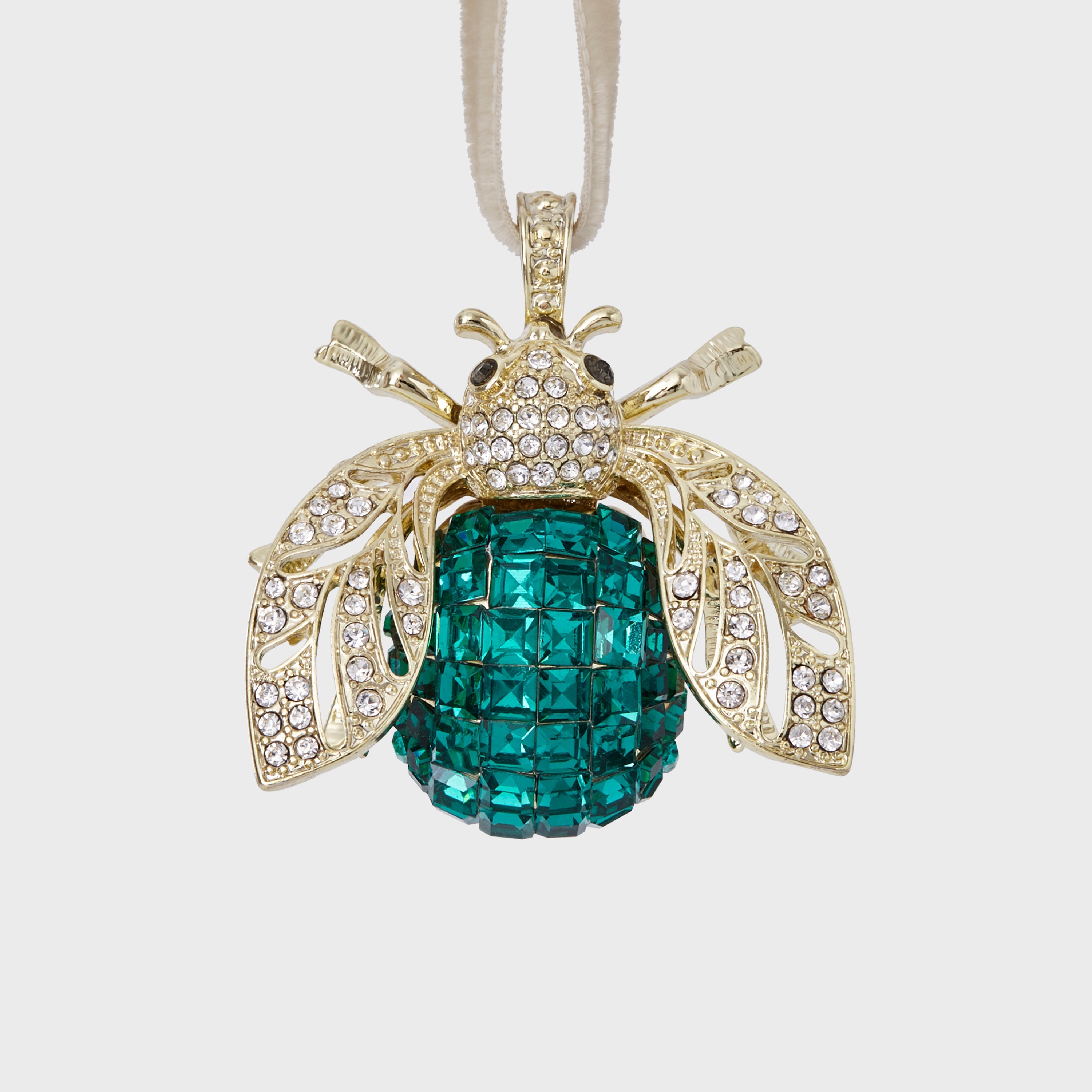 Sparkle Bee Hanging Ornament, Emerald