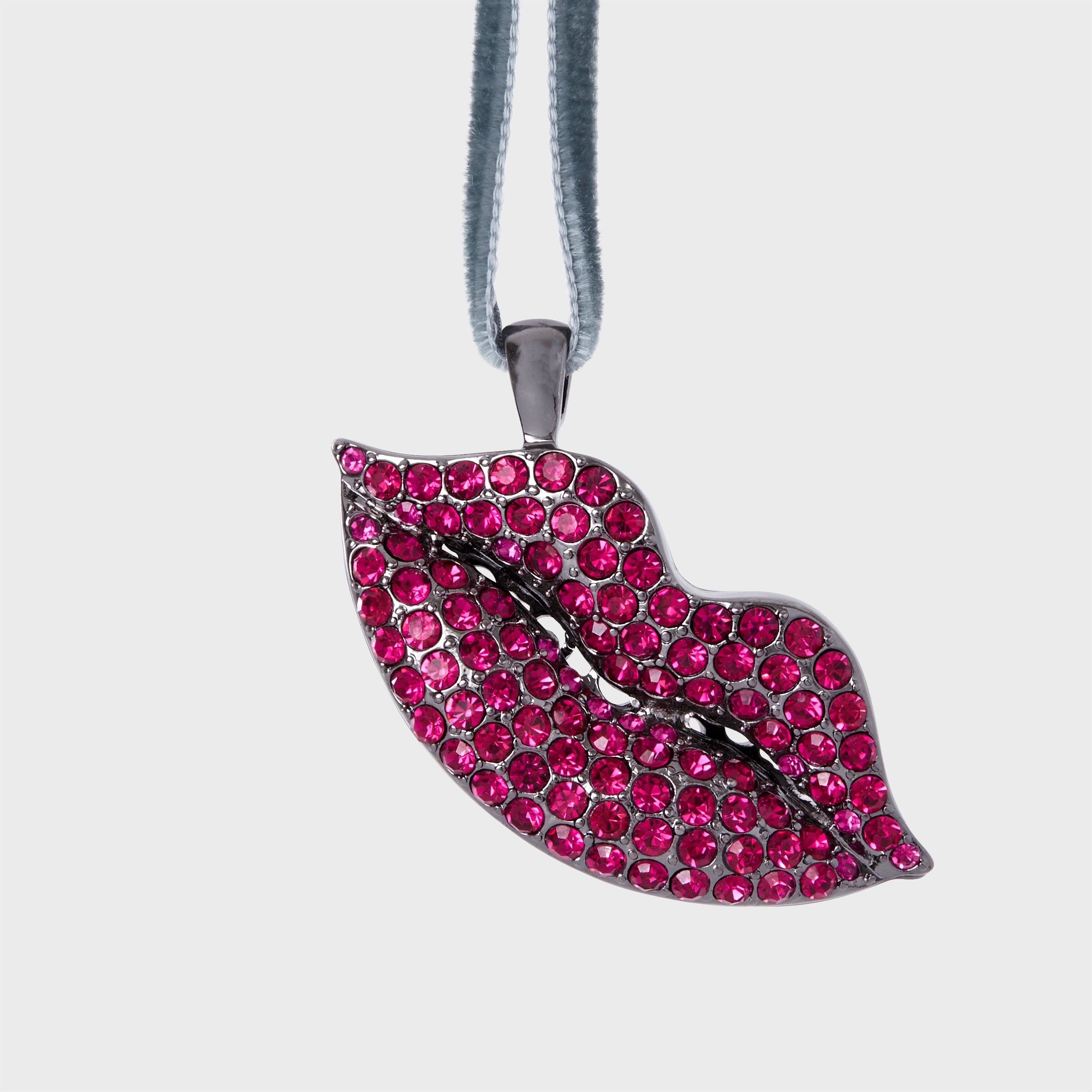 Sparkle Lips Hanging Ornament, Hot Pink