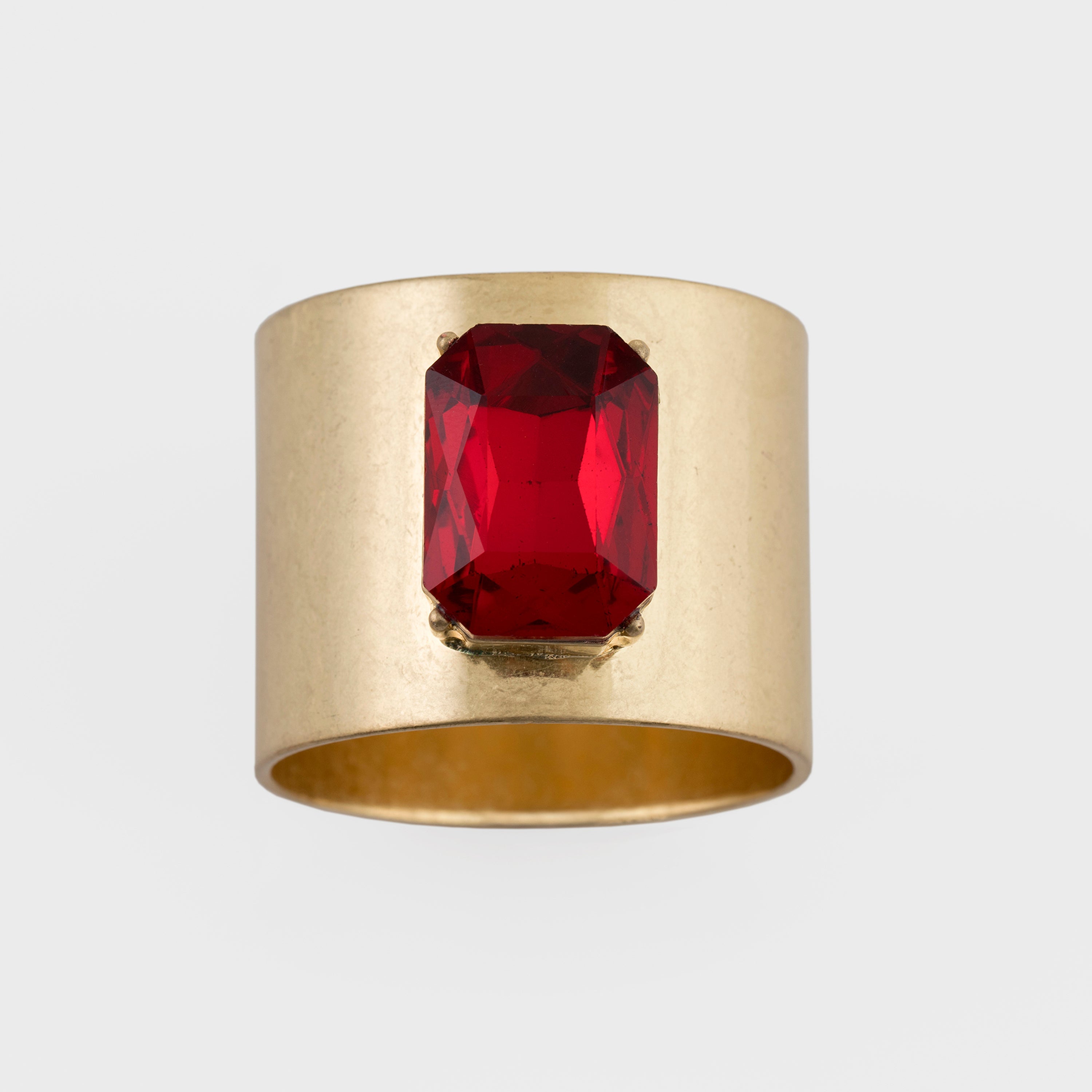 Single Gem Napkin Rings, Ruby Red, Set Of Two