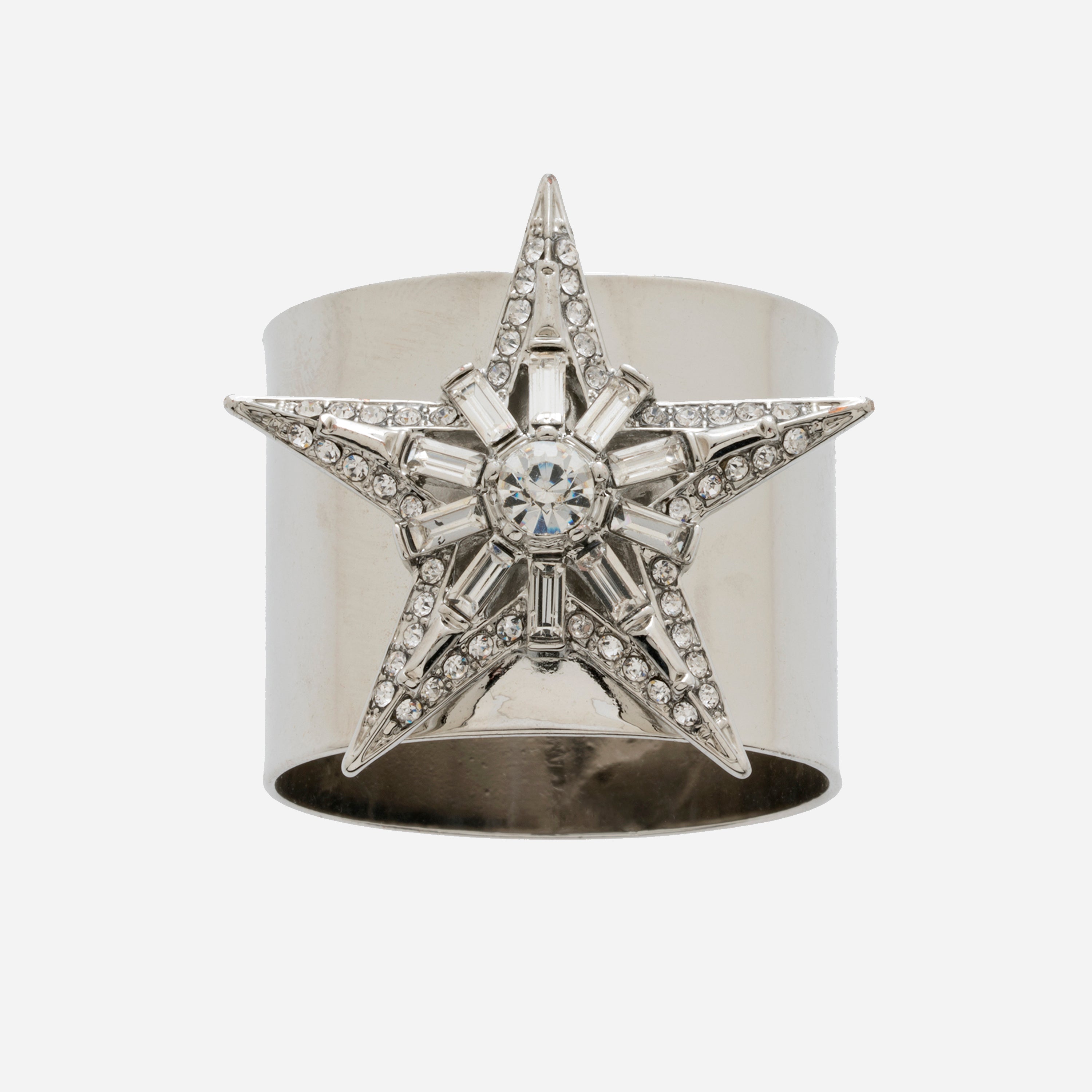 Baguette Star Napkin Rings, Silver, Set Of Two