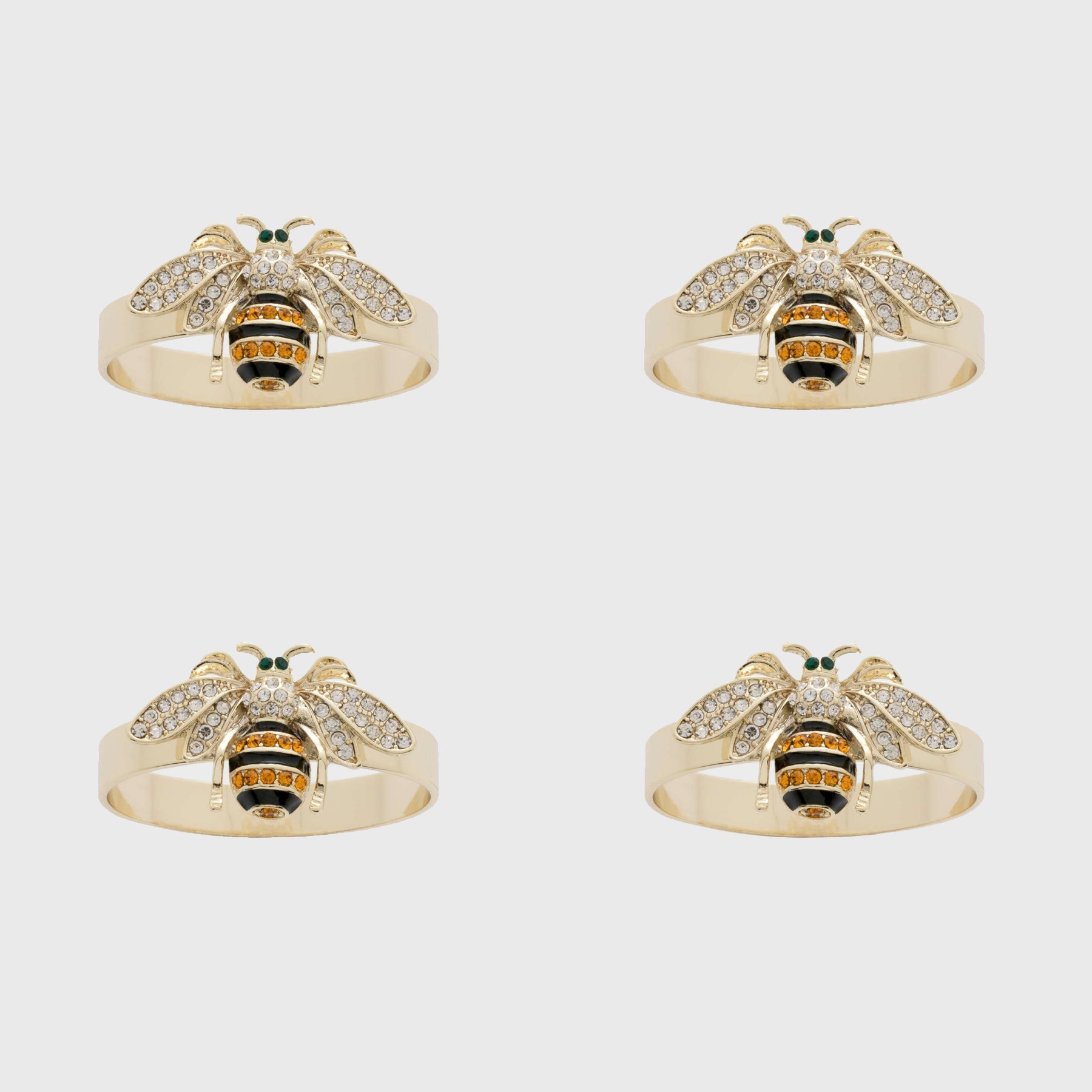 Skinny Stripey Bee Napkin Rings, Set Of Four