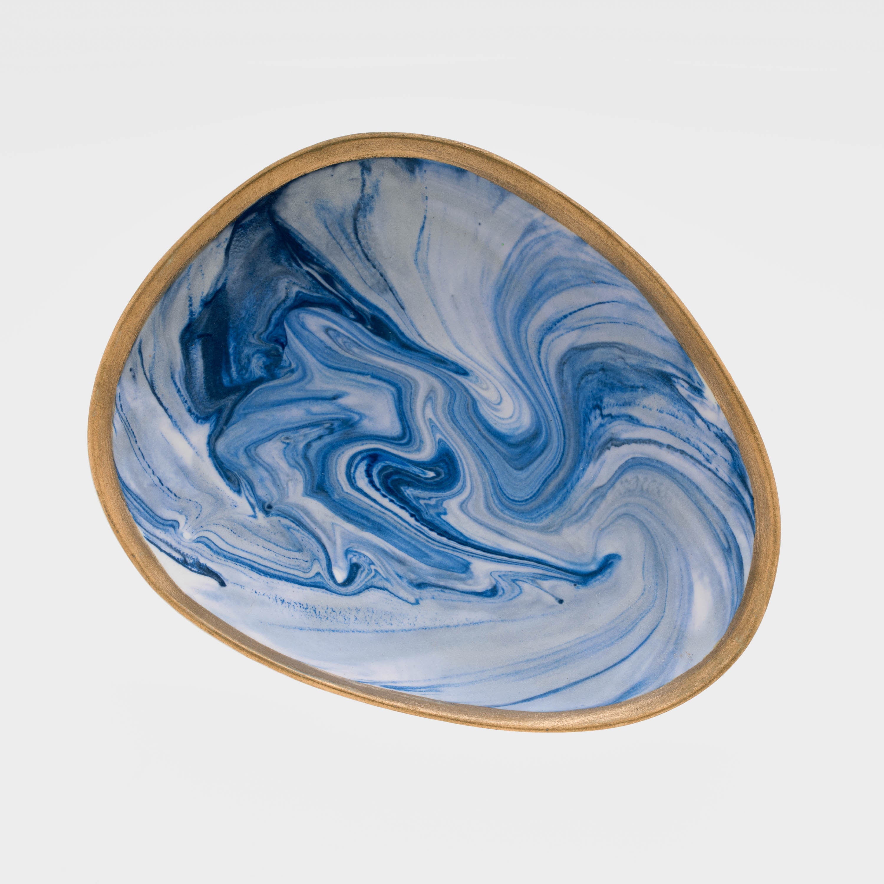 Marbleized Porcelain Ring Dish, Blue