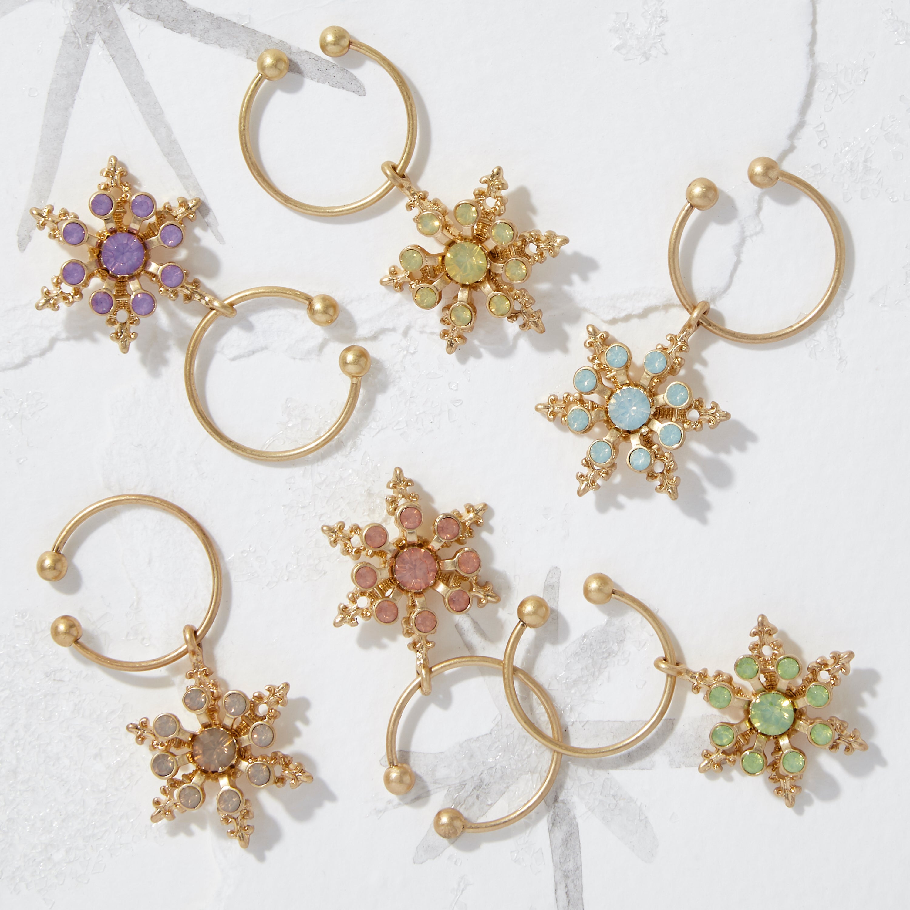 Snowflake Wine Charms, Pastels