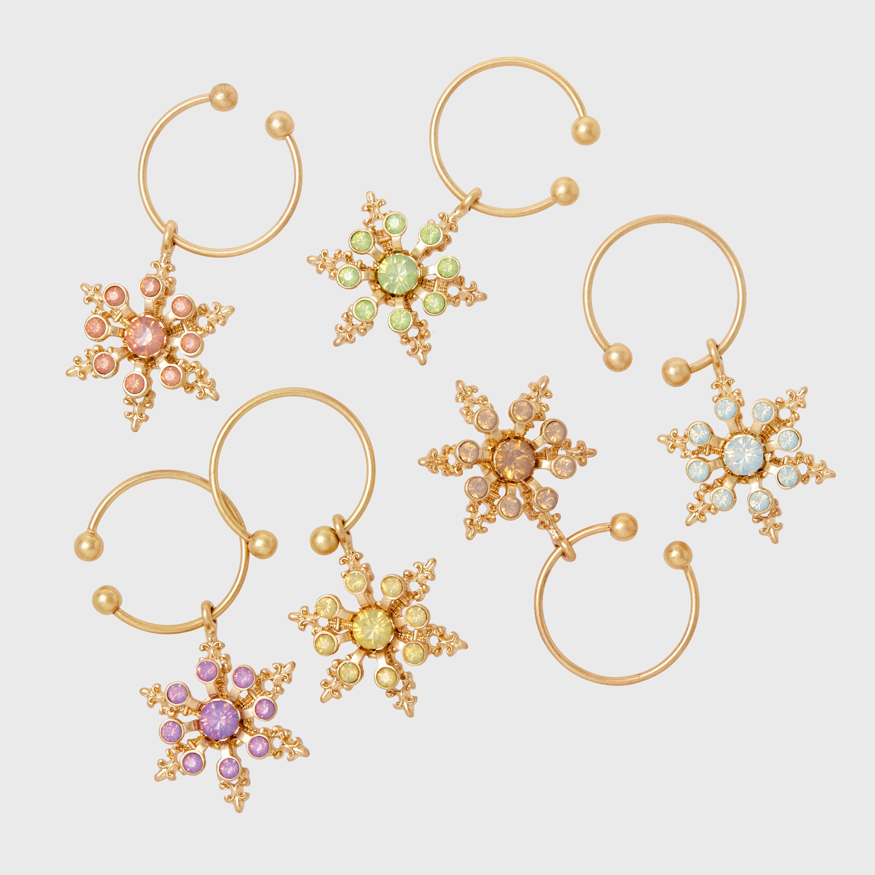 Snowflake Wine Charms, Pastels