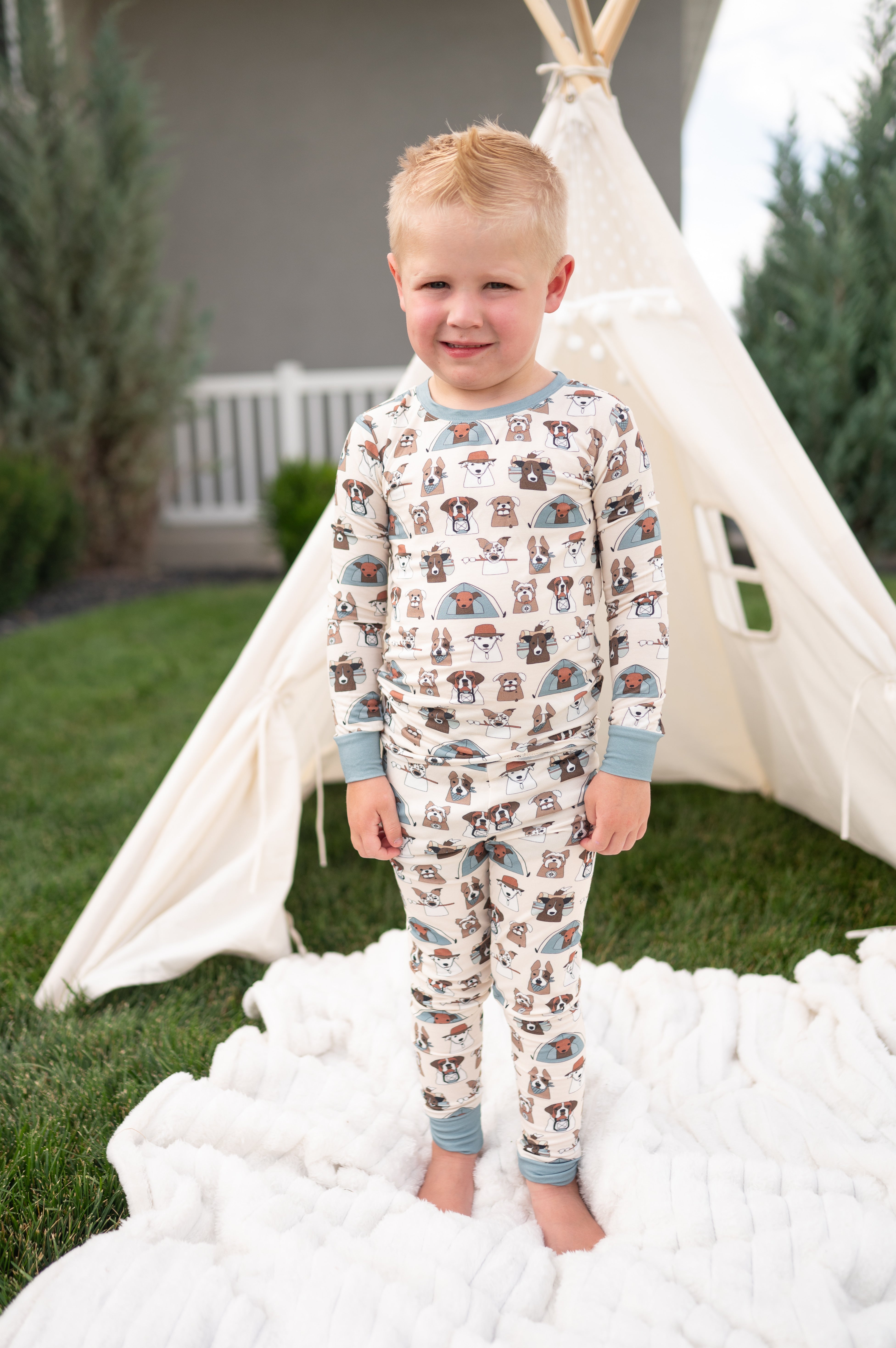 Camp Paws (long Sleeve Pj) - Blue