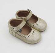 Mary-jane Gold Shimmer Suede Leather