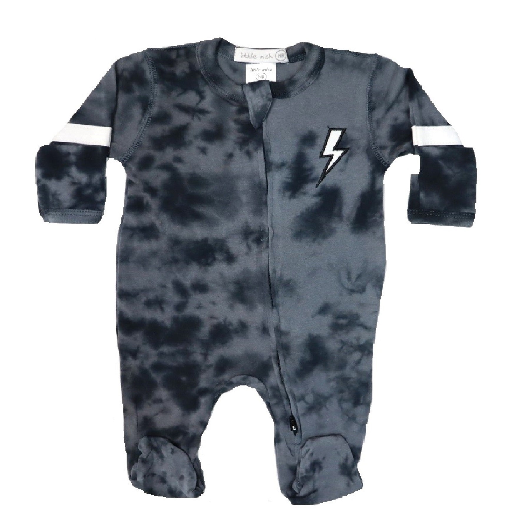 Baby Zipper Footie - Bolt Tie Dye