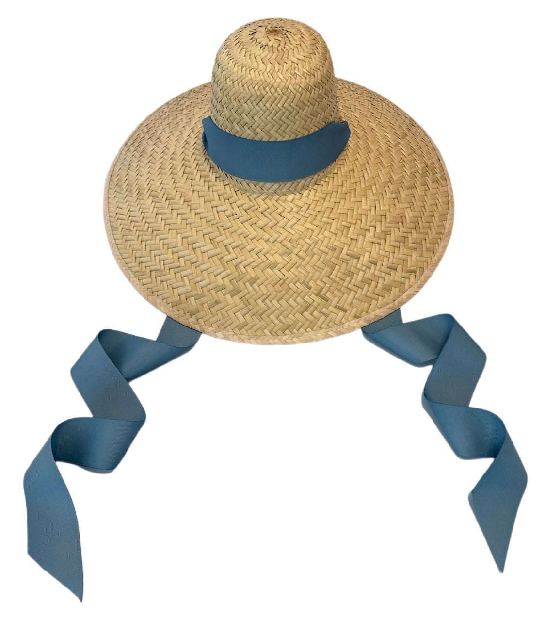 Geranium Sun Hat - Long French Blue Grosgrain Ribbon