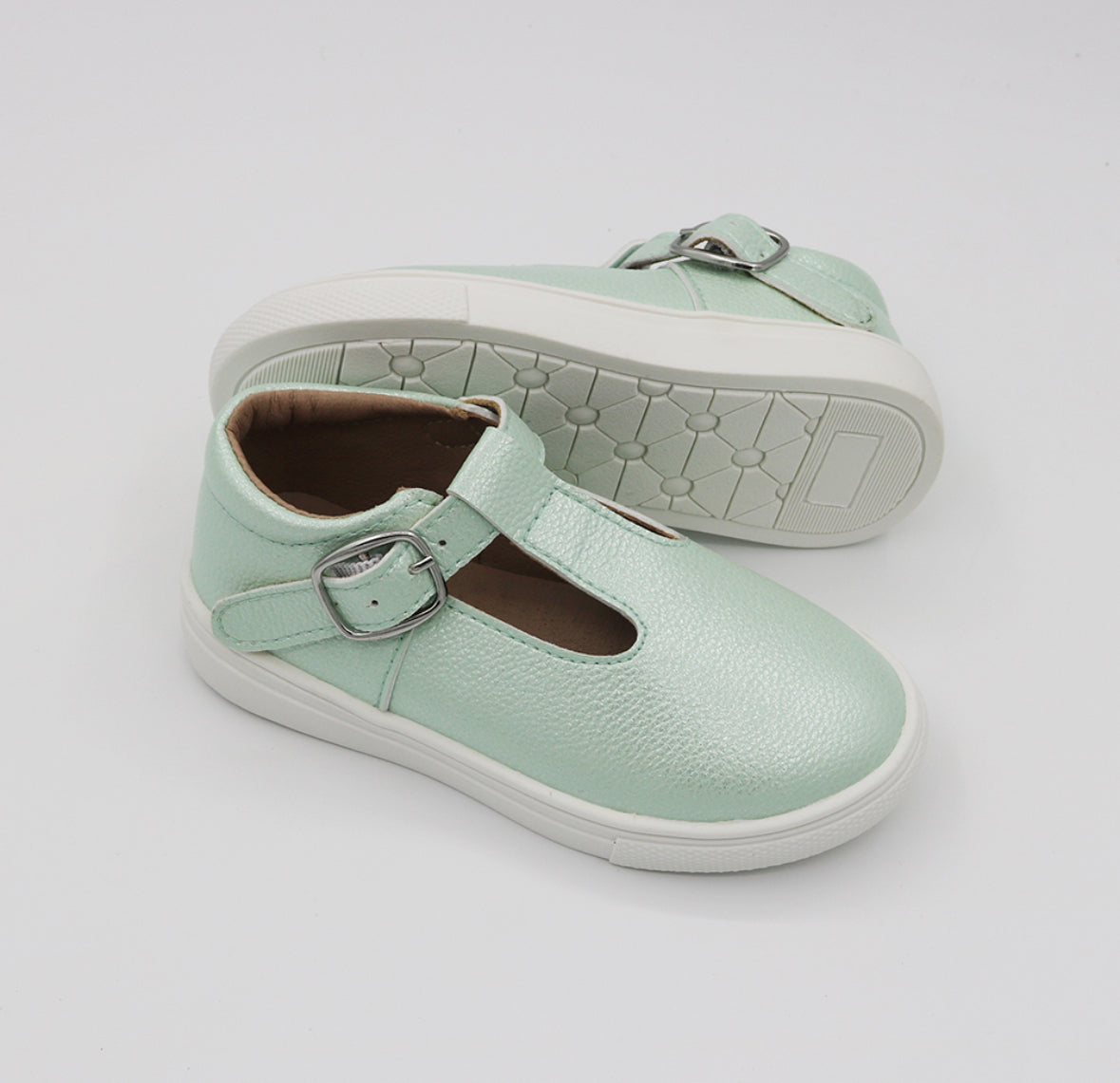 Soho Sneaker T-straps - Metallic Mint