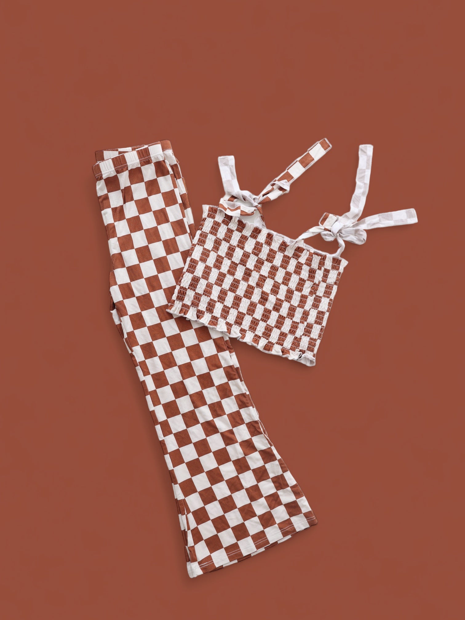 Copper Checkers Dream Smocked Flare Set