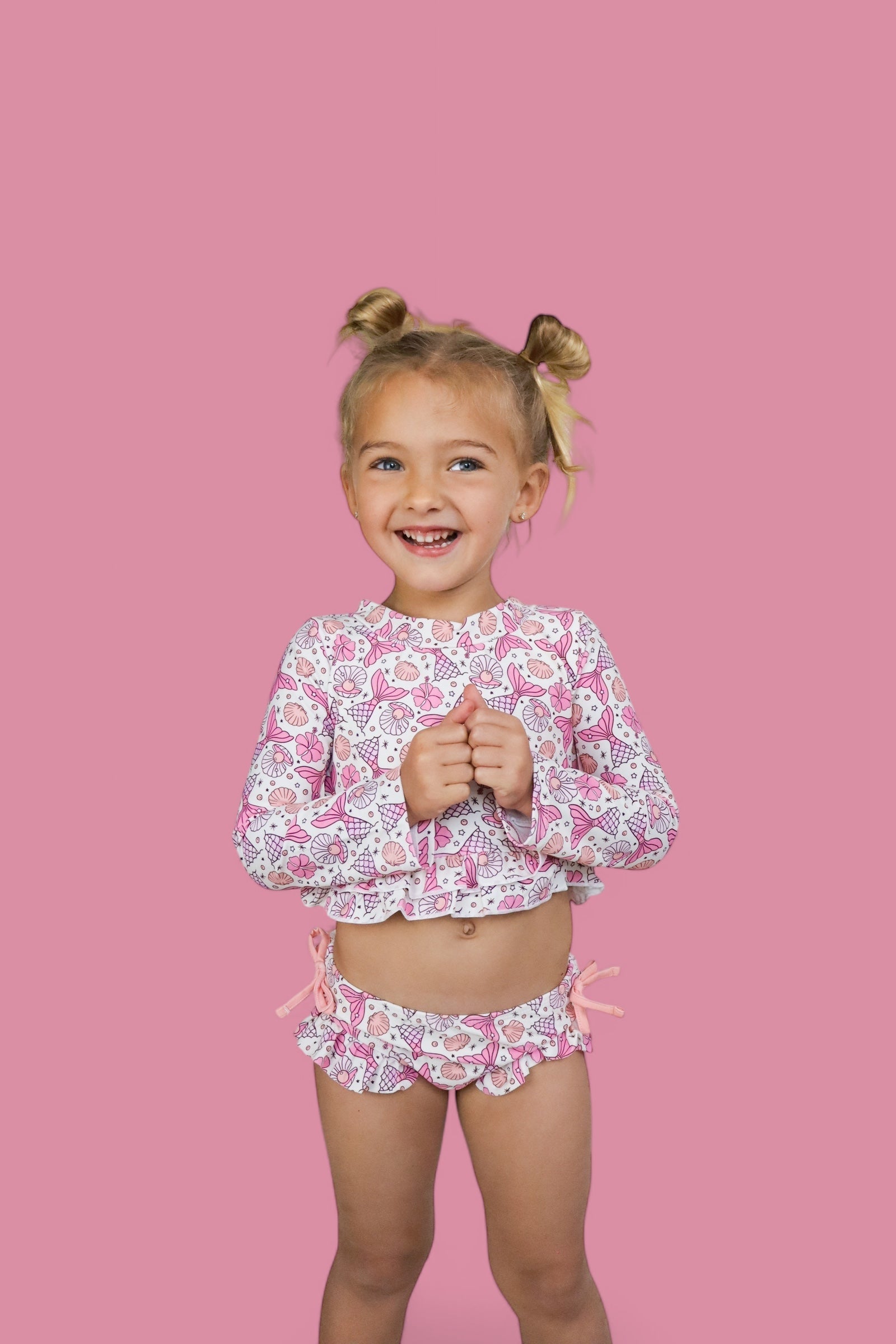 Magical Mermaid Dream Two-piece Rash Guard Ruffle Swim Suit