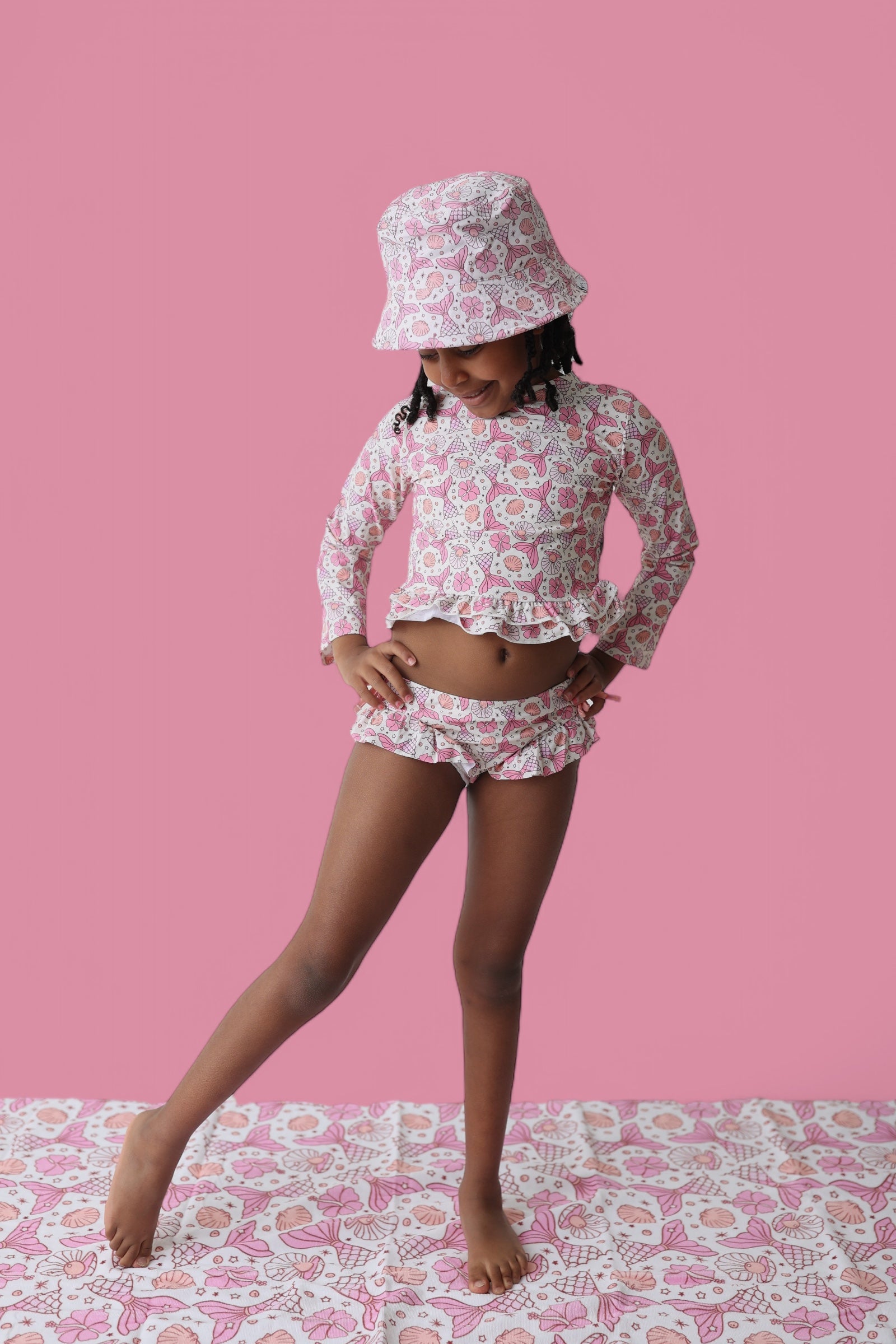 Magical Mermaid Dream Two-piece Rash Guard Ruffle Swim Suit