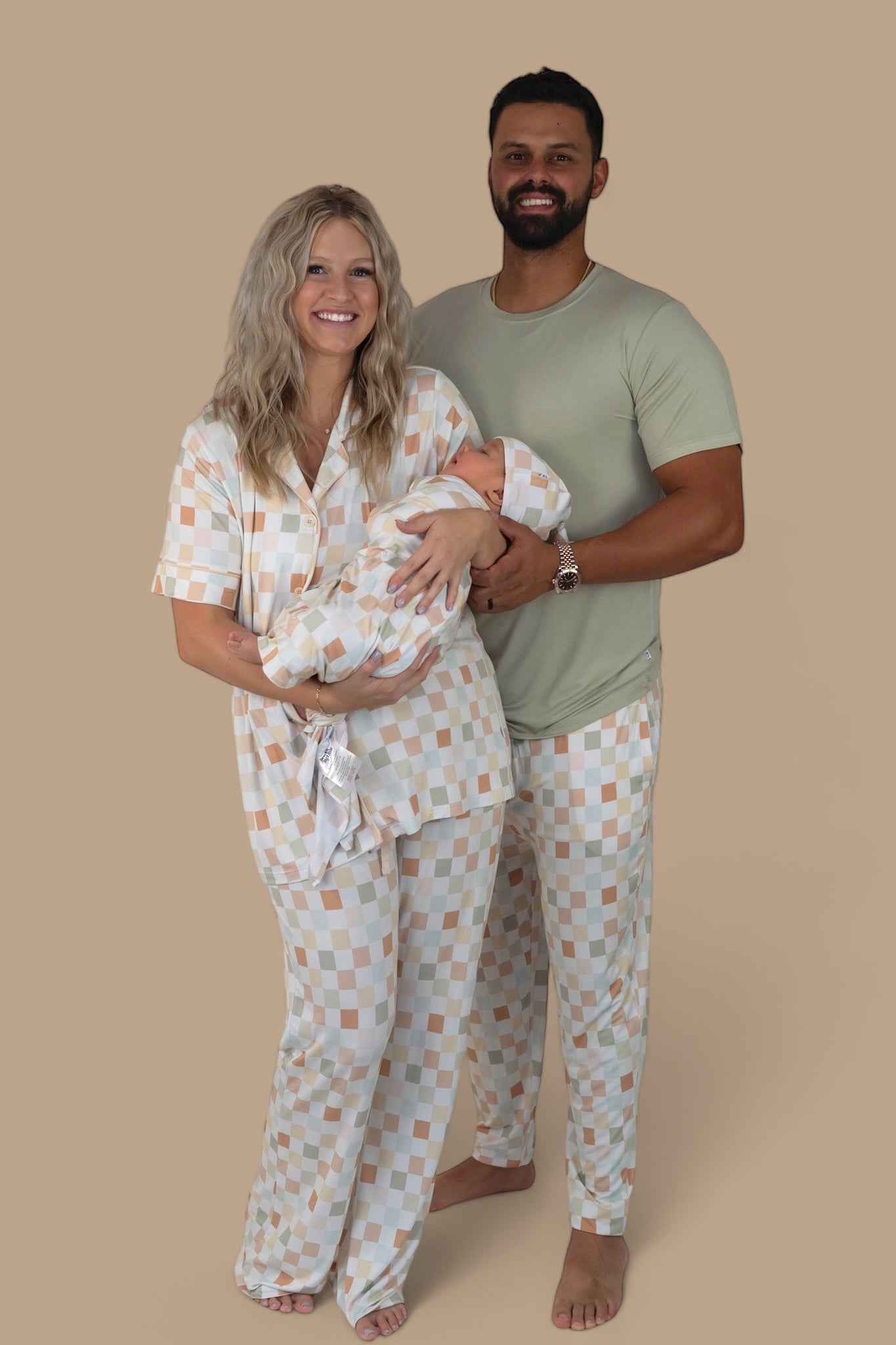 Muted Checkers Short Sleeve Men's Dream Jogger Set