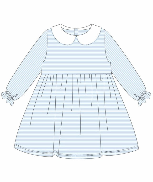 Knit Stripe Long Sleeve Peter Pan Collar Dress