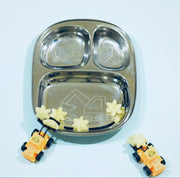 Stainless Steel Divided Plates For Kids — Truck Design | Set Of 2