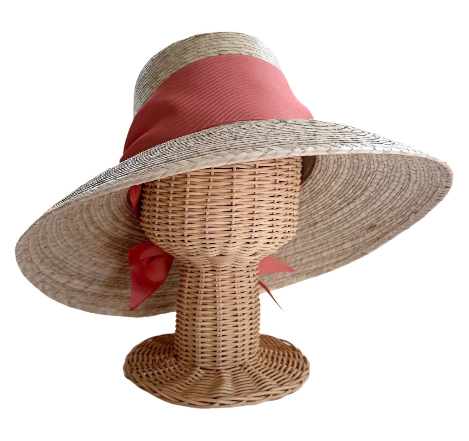 Wildflower Sun Hat - Coral Wide & Short Grosgrain Ribbon