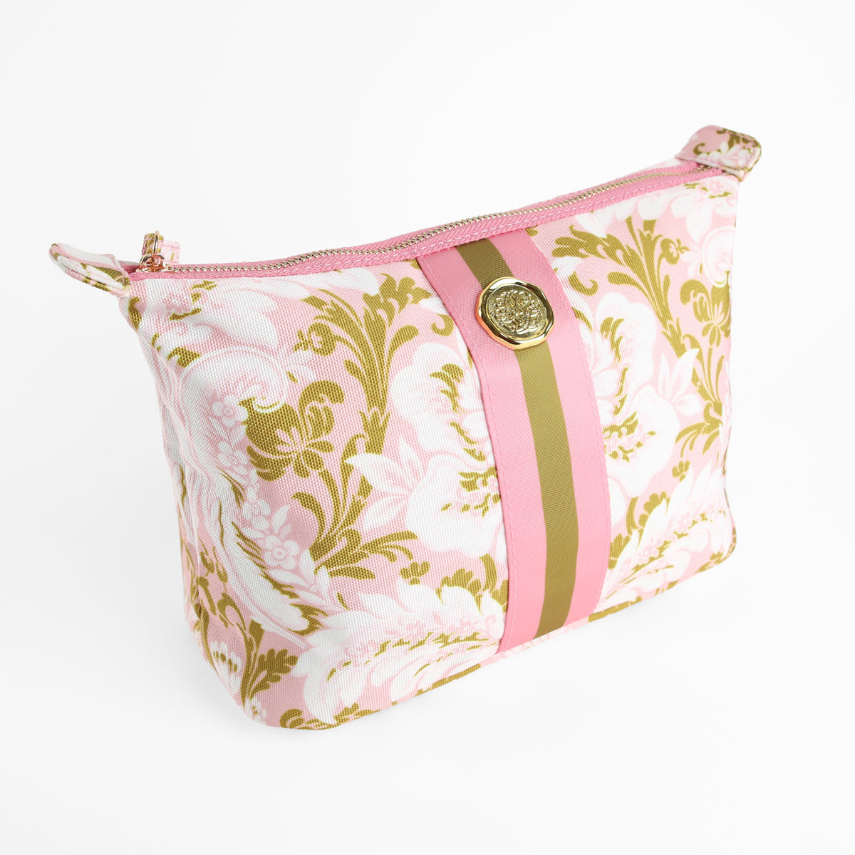 Pink Damask Large Cosmetic