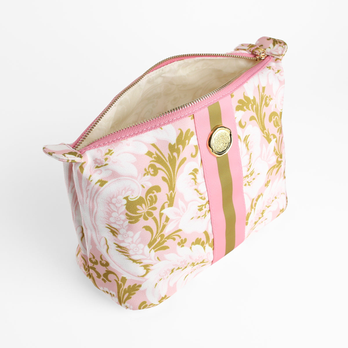 Pink Damask Large Cosmetic