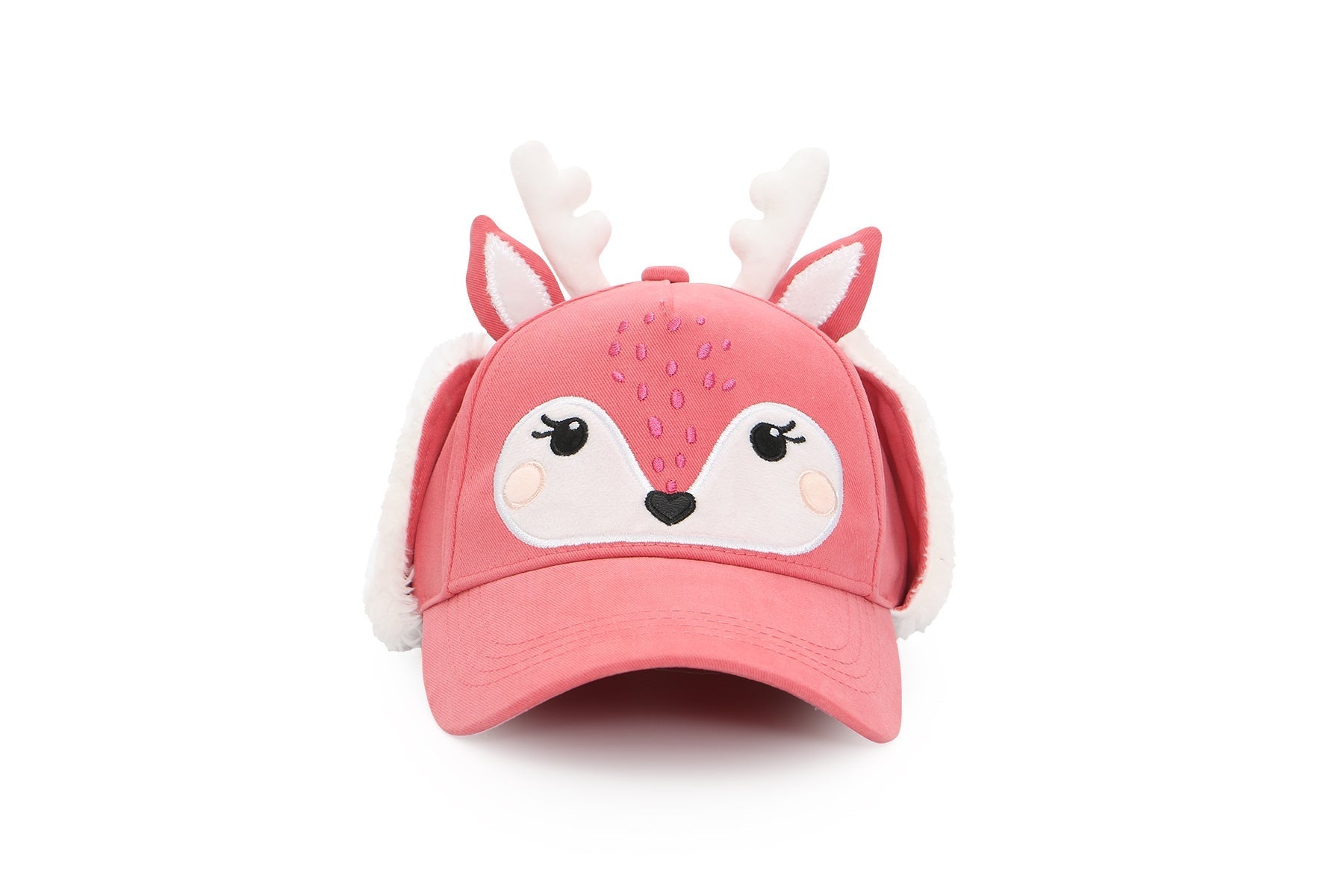 Toddler/kids 3d Winter Cap With Ear Flaps - Deer