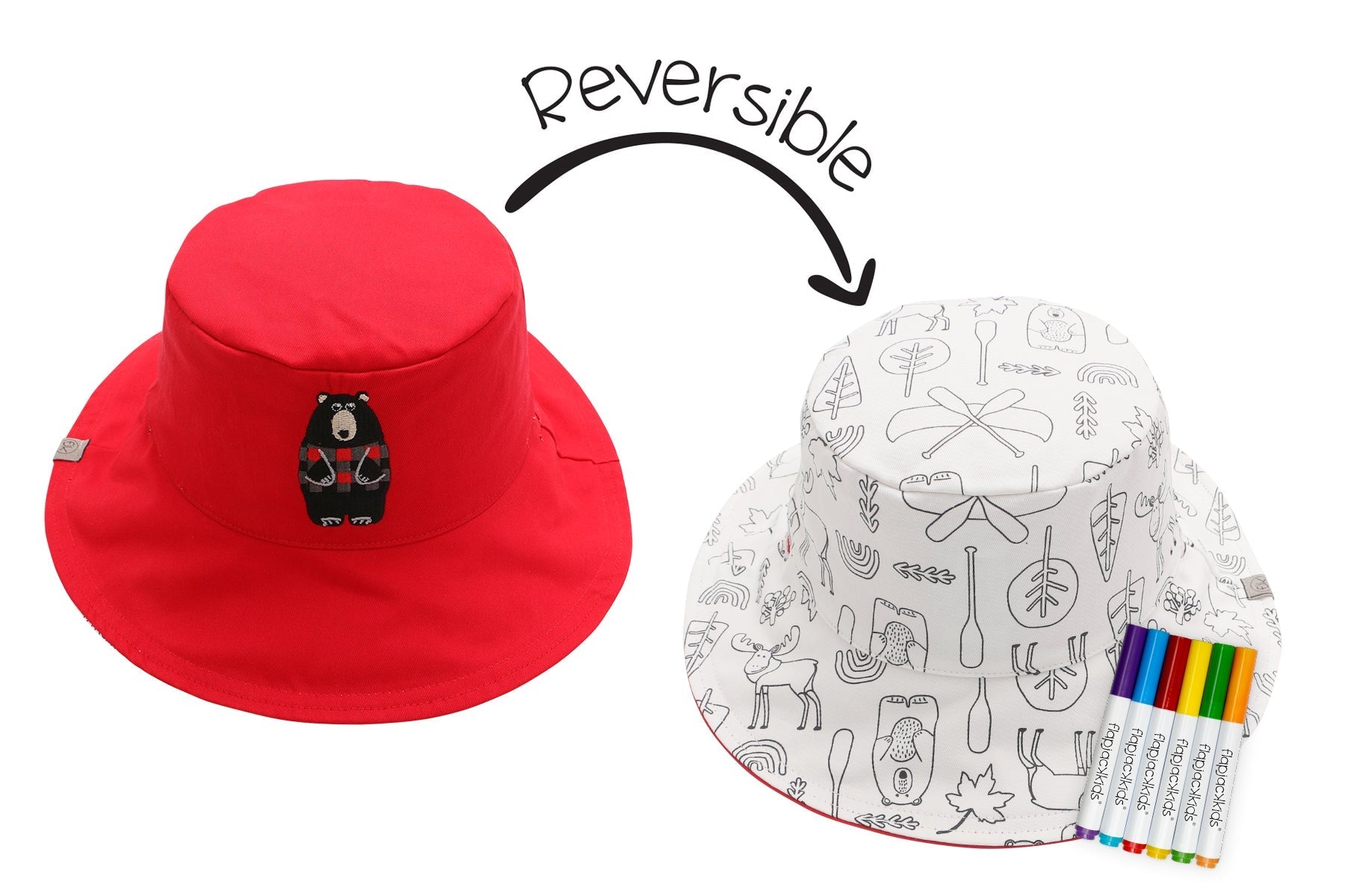 Kids Reversible Coloring Sun Hat - Bear