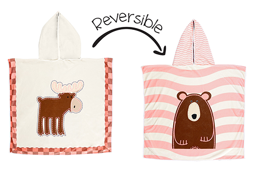 Toddler/kids Reversible Cover Up - Pink Moose | Brown Bear