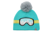 Toddler/kids Knitted Beanie - Ski Goggles - Turquoise
