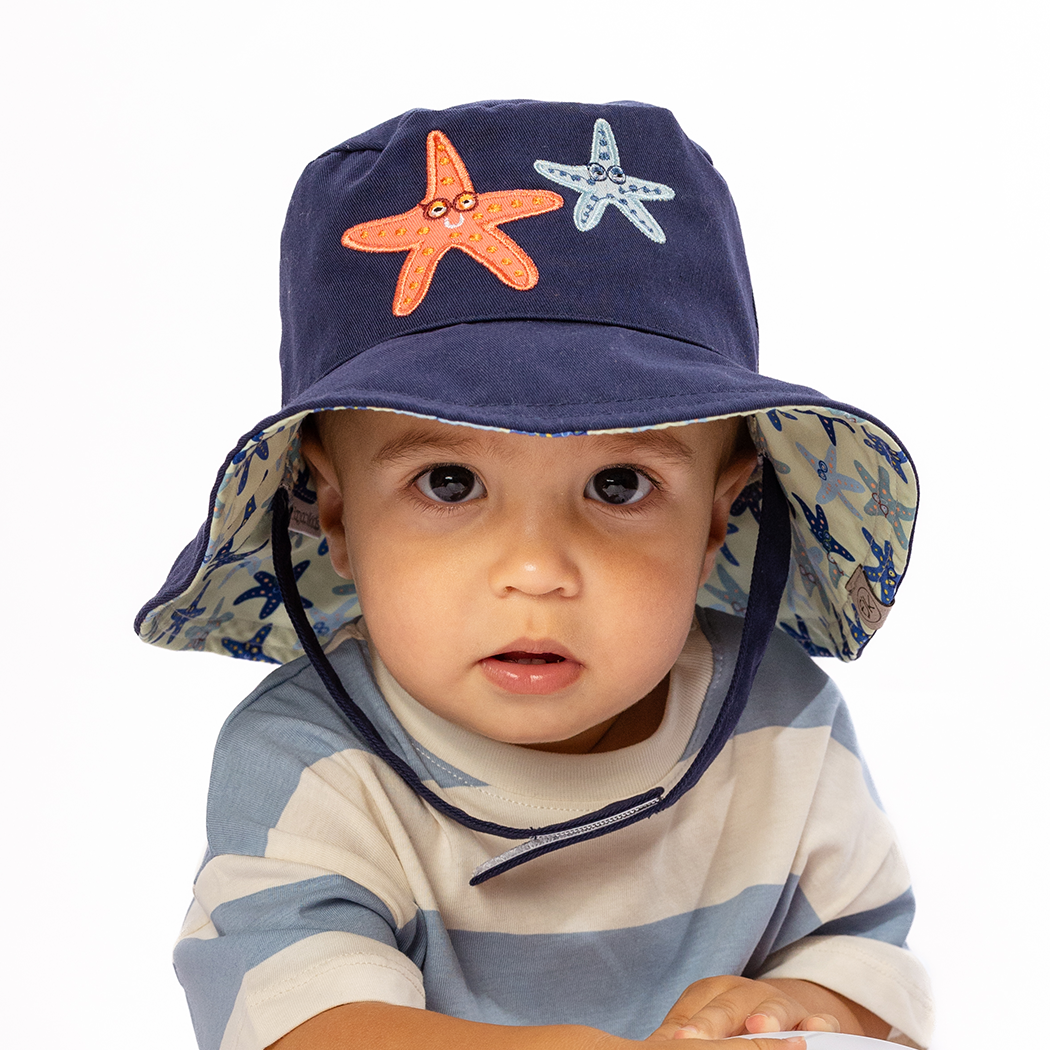 Baby/kids Reversible Mixed Sun Hat - Starfish
