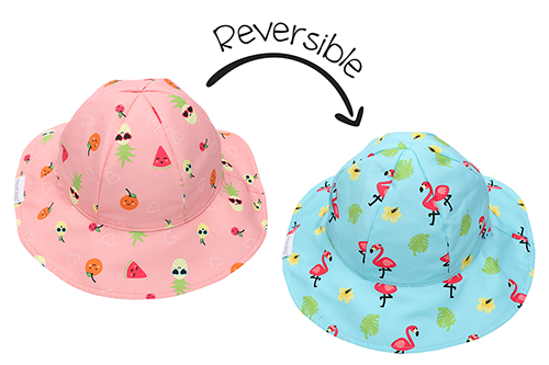 Baby/kids Reversible Patterned Sun Hat -  Flamingo | Fruit