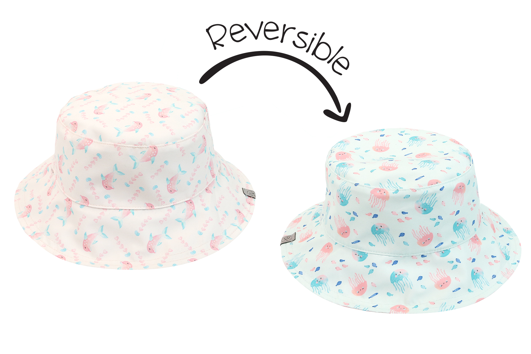 Baby/kids Reversible Patterned Sun Hat - Dolphin | Jellyfish