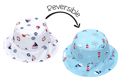 Baby/kids Reversible Patterned Sun Hat - Nautical