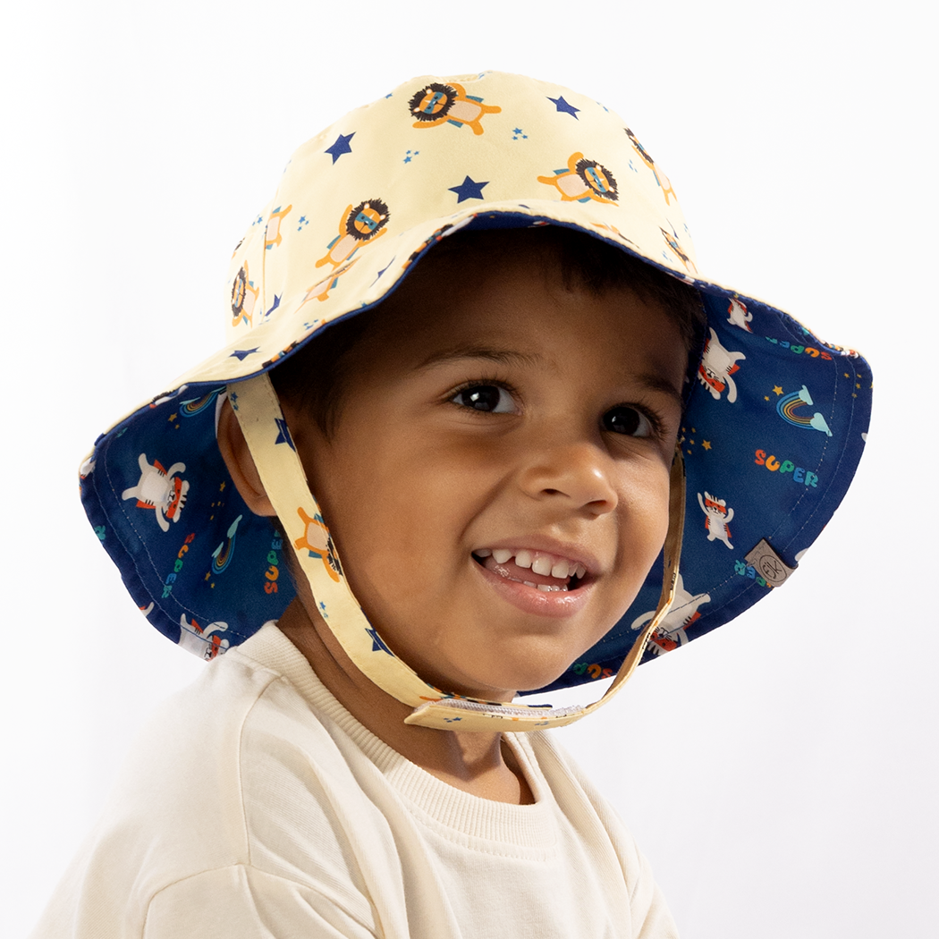 Baby/kids Reversible Patterned Sun Hat - Animal Superhero