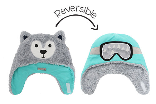 Baby/kids Reversible Sherpa Hat - Wolf | Ski Goggles