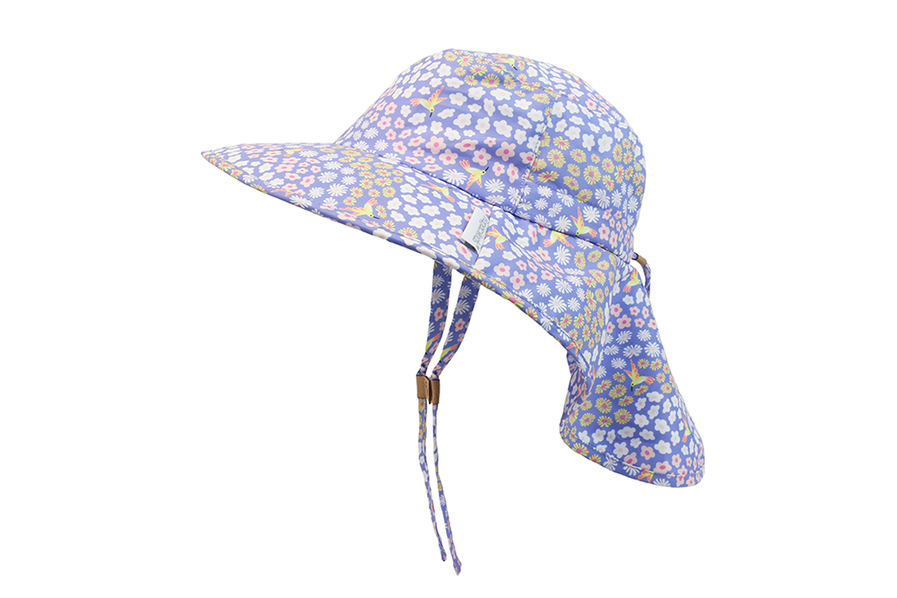 Baby/kids Sun Hat With Neck Cape - Floral Field