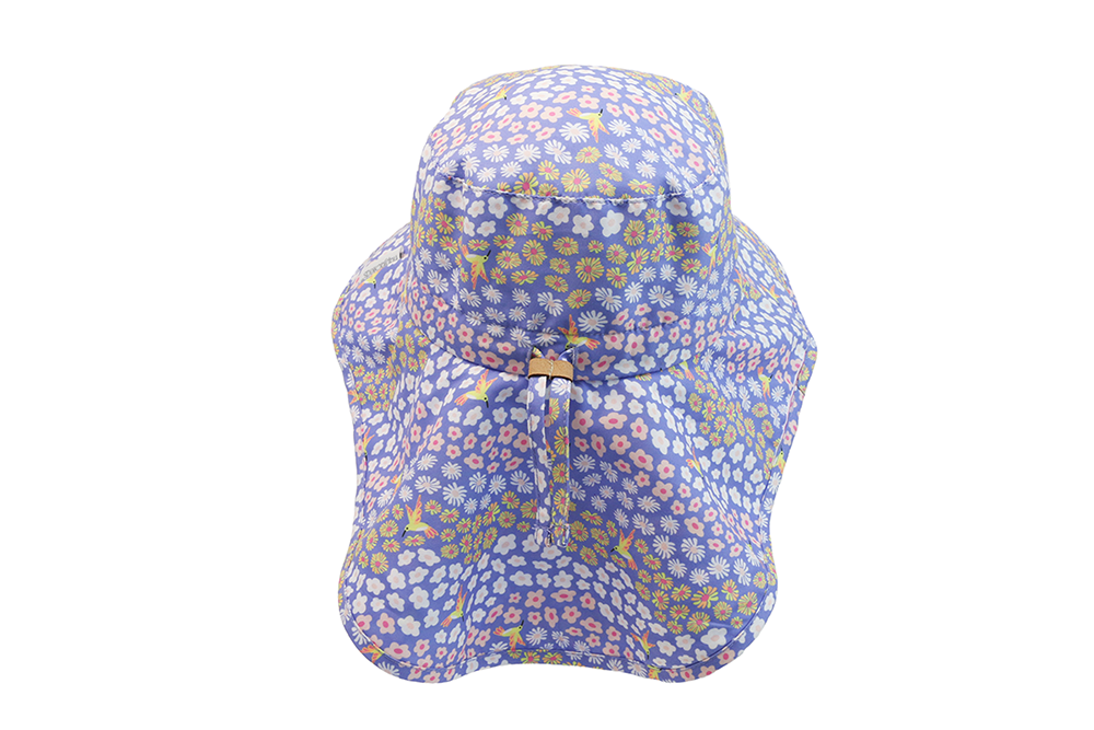 Baby/kids Sun Hat With Neck Cape - Floral Field