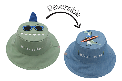 Baby/kids Reversible Sun Hat - Dinosaur | Surfer Dino