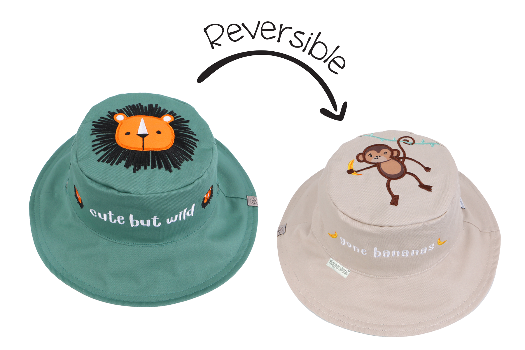 Baby/kids Reversible Sun Hat - Lion | Monkey