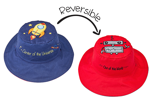 Baby/kids Reversible Sun Hat - Spaceship | Robot