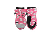 Baby/kids Water Repellent Ski Mittens - Cat (pink)
