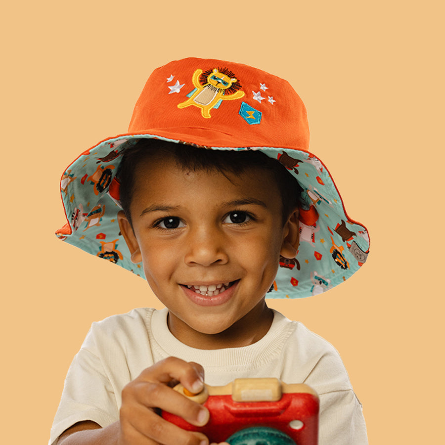 Baby/kids Reversible Mixed Sun Hat - Animal Superhero