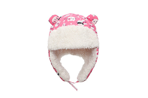 Baby/kids Water Repellent Trapper Hat - Cat (pink)