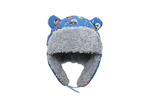 Baby/kids Water Repellent Trapper Hat - Monsters (blue)